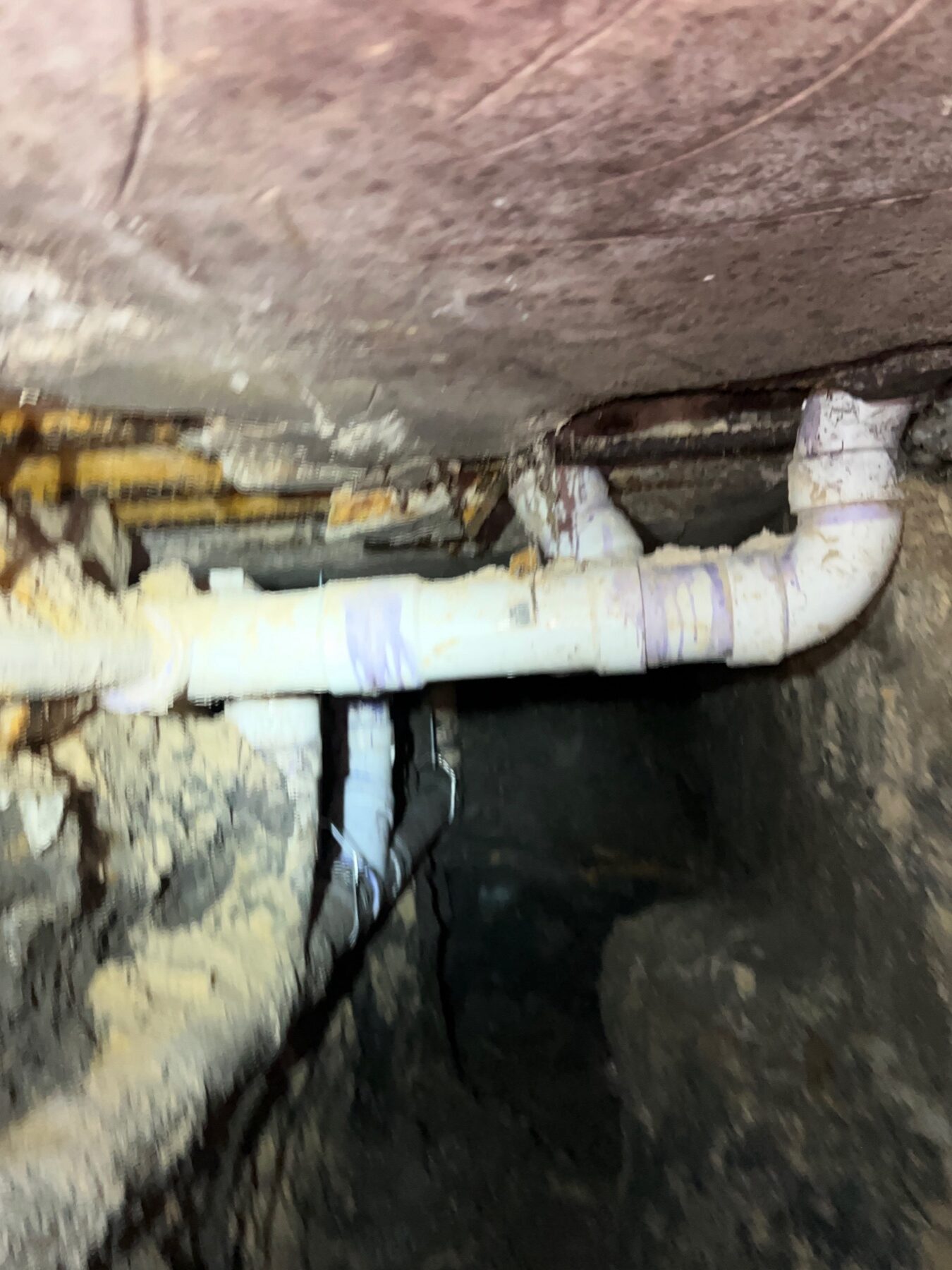New PVC drain runs installed beneath the slab